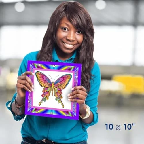 3dRose Wall Clock Silent - 10 inch - Psychedelic Butterfly - Designs Retro Themes | 10 inch Round Aluminum thumbnail 6