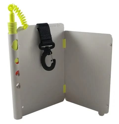 Scuba Choice Foldable Dive Slate with Graphite Pencil | 2 Pages, Clip Attached, Replaceable Pencil, 7.25"x5" & 6.75"x5"