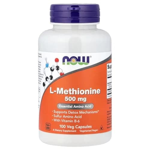 NOW Foods L-Methionine 500 mg 100 Capsules | Essential Amino Acid for Detox Support thumbnail 1