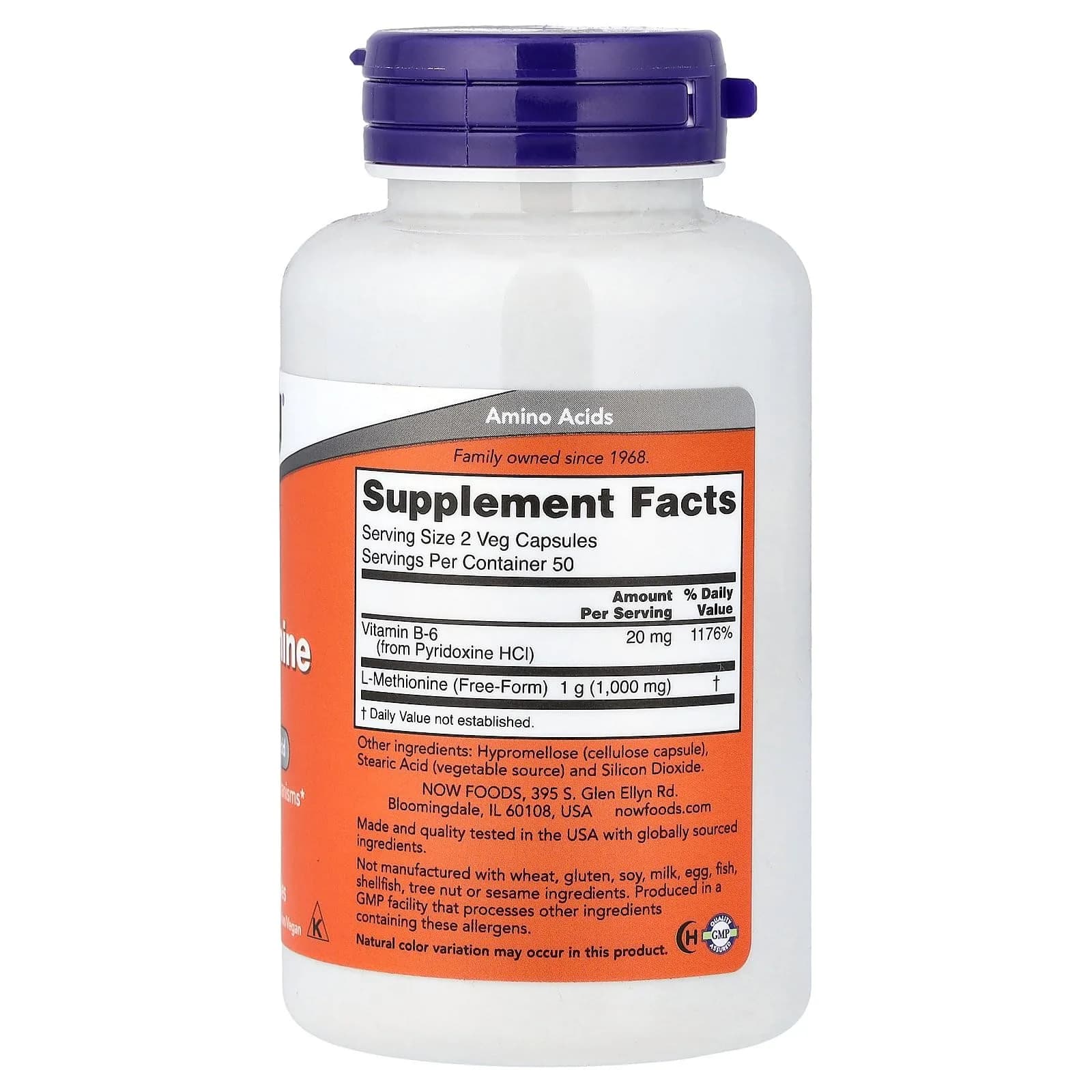 NOW Foods L-Methionine 500 mg 100 Capsules | Essential Amino Acid for Detox Support - view 2