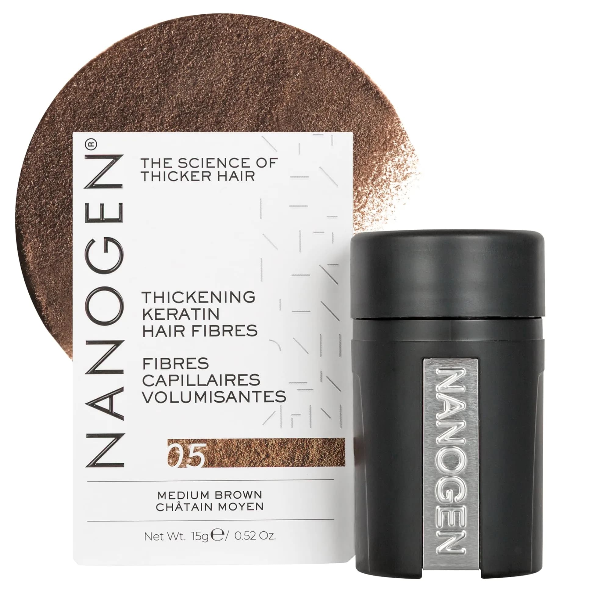 Nanogen Keratin Hair Fibers 1.05oz | Natural Thickening & Concealment — Medium Brown