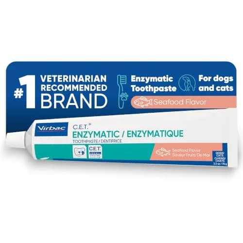 Virbac C.E.T. Enzymatic Toothpaste for Dogs & Cats, Seafood Flavor, 70g (2.5 oz) | Vet Recommended Tartar & Plaque Control thumbnail 1