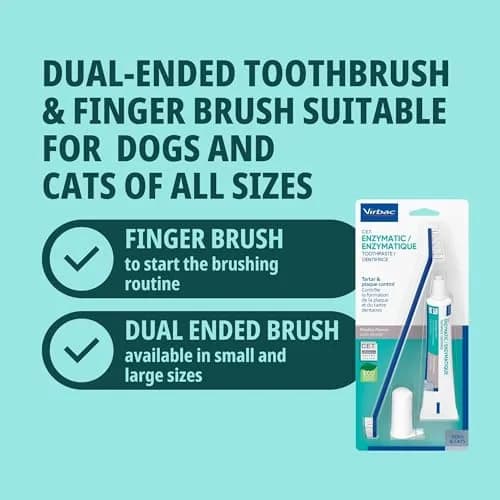 Virbac C.E.T. Oral Hygiene Kit for Dogs & Cats, Poultry Flavor Toothpaste with Dual-Ended Toothbrush & Fingerbrush (1 Kit) thumbnail 6