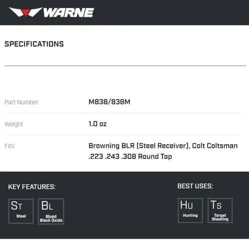 Warne Scope Mounts Steel 2-Piece Matte Base | Heavy Duty Precision Mount thumbnail 2