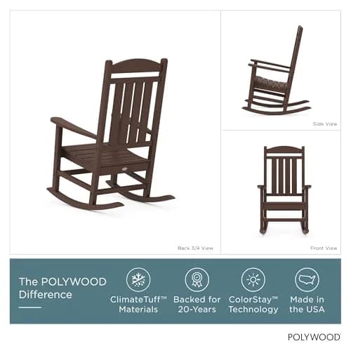 Polywood Presidential Rocking Chair in Mahogany | Durable Outdoor Furniture (70-120 chars) thumbnail 2