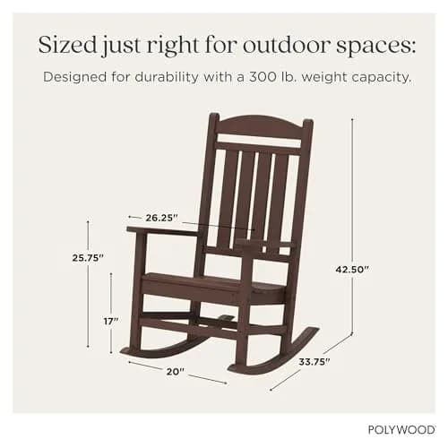 Polywood Presidential Rocking Chair in Mahogany | Durable Outdoor Furniture (70-120 chars) thumbnail 3