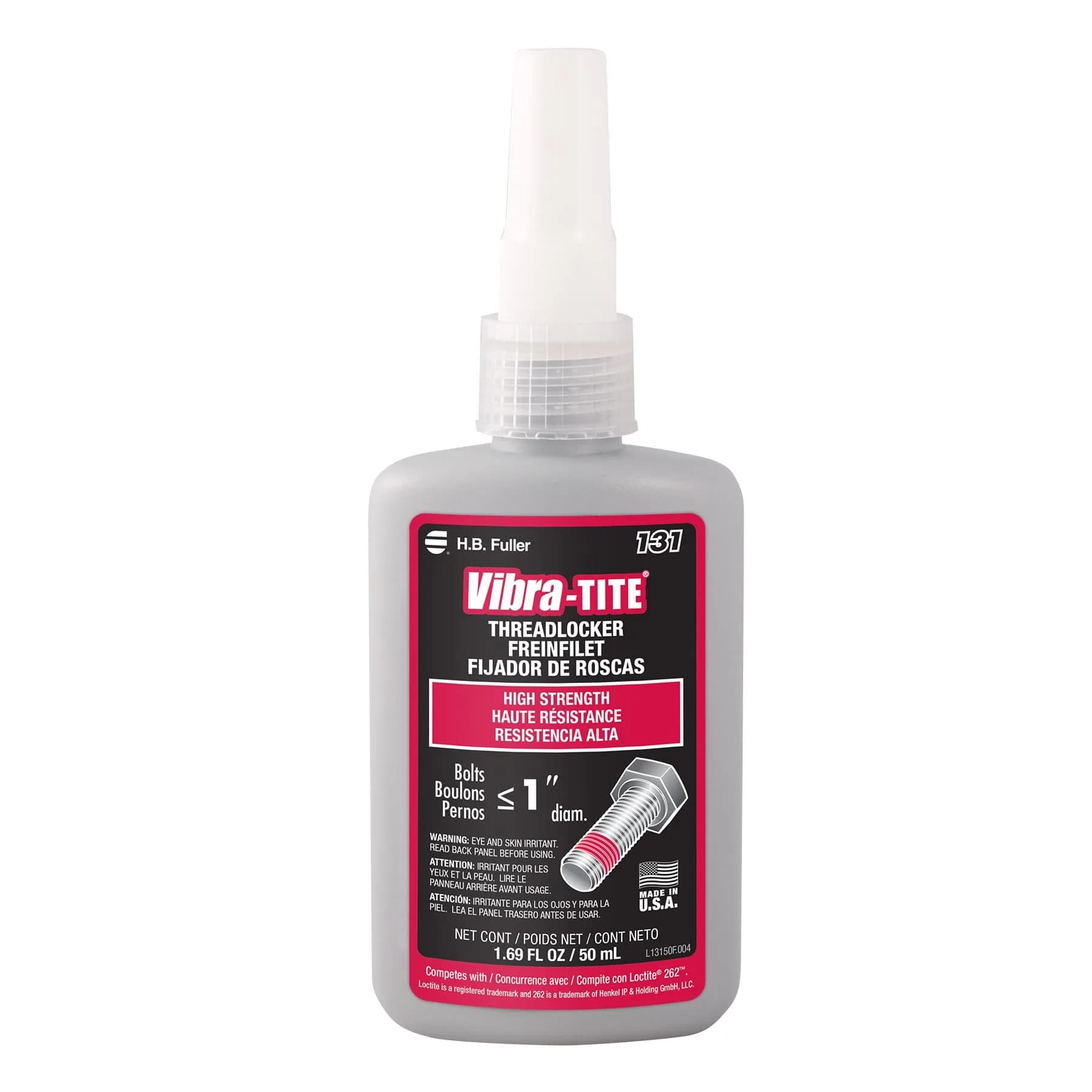 Vibra-TITE 13150 131 Permanent Strength Anaerobic Threadlocker 50 ml Bottle, Red | Locks Nuts & Bolts Up to 3/4"