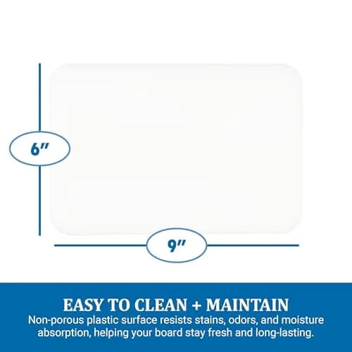 San Jamar Cut-N-Carry Saf-T-Grip Cutting Board White 22.86cm x 15.24cm x 1.27cm | Integrated Handle for Easy Carrying thumbnail 2