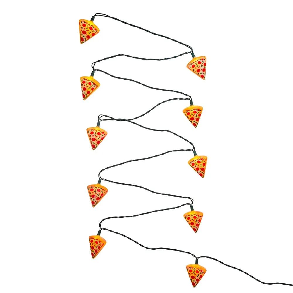 Kurt S. Adler Indoor/Outdoor 10-Light Pizza Light Set | Fun Novelty Party Decor (11.5ft, Multicolor)