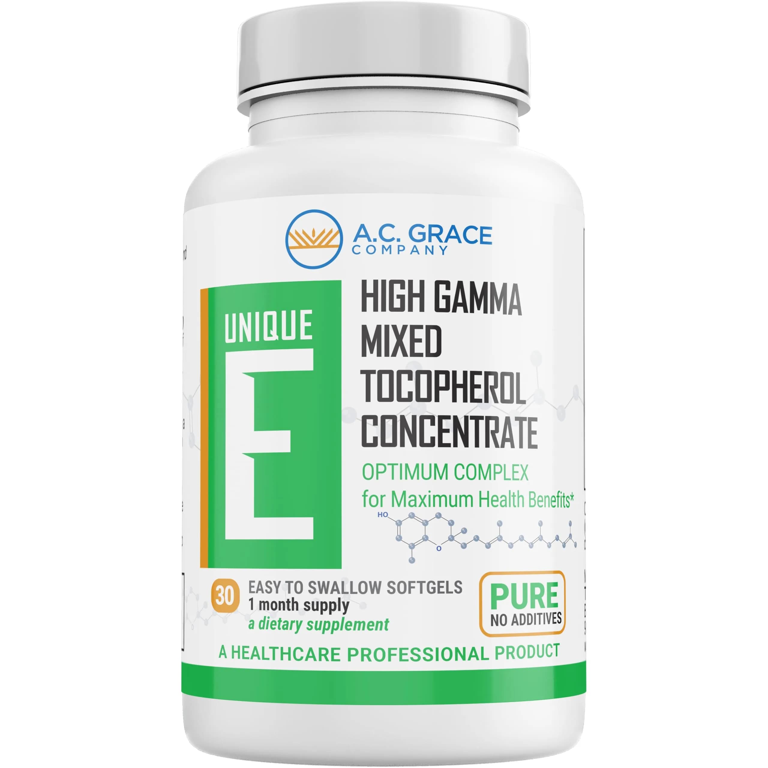 Unique E Mixed Tocopherols Vitamin E Softgels 30 Count | High Gamma Complex Support