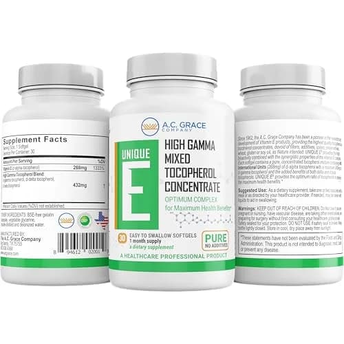 Unique E Mixed Tocopherols Vitamin E Softgels 30 Count | High Gamma Complex Support thumbnail 2