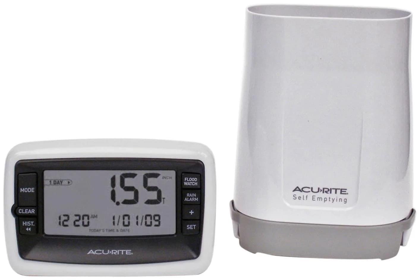 AcuRite Wireless Digital Rain Gauge with Self-Emptying Collector 0.88 lb (0.4 kg) | Measures Rainfall in Inches or Millimeters with History & Alerts - main product image
