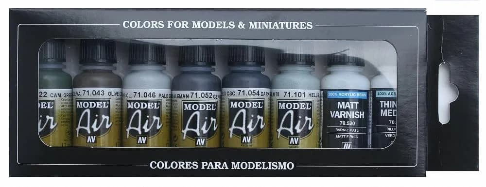 Vallejo Model Air RLM II Set Watercolor Paint 17ml (0.57 Fl Oz) | Luftwaffe Colors 1941/End-war Set