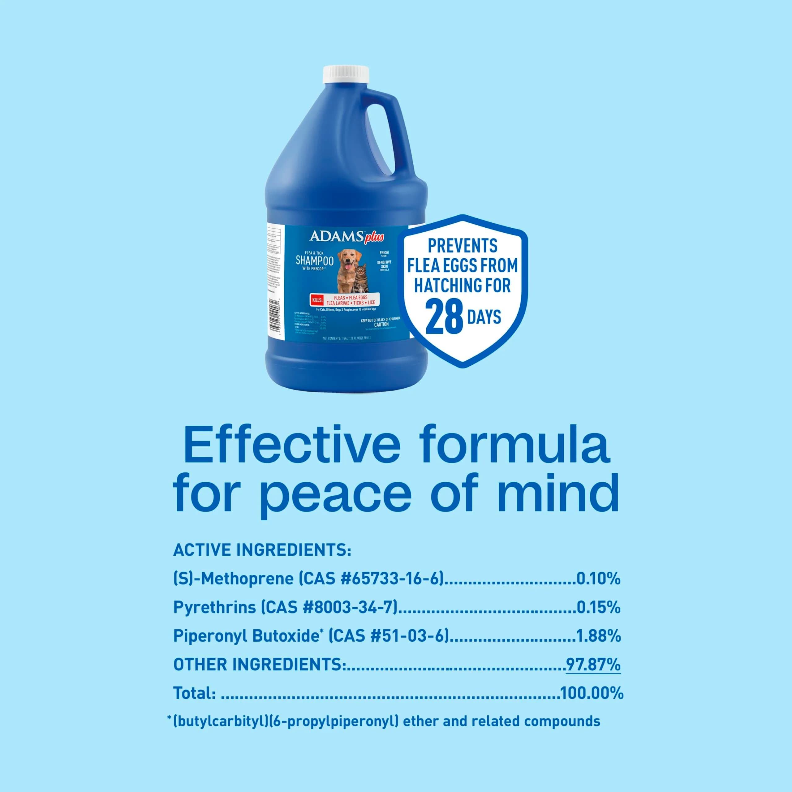 ADAMS Plus Flea & Tick Shampoo with Precor for Dogs, Cats, Puppies & Kittens 3.78 L (1 Gallon) | Kills Fleas, Ticks, Flea Eggs & Lice - view 8