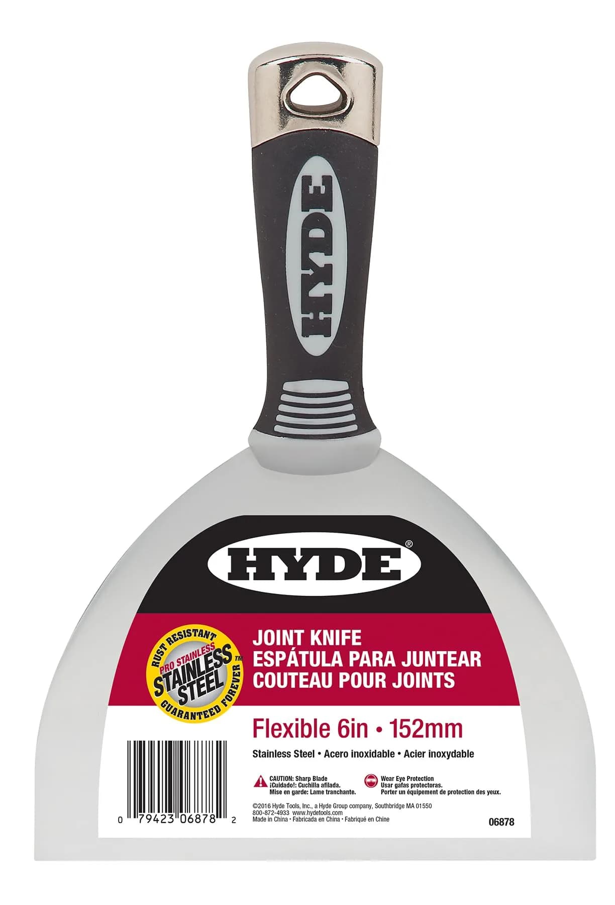Hyde Tools 06878 Joint Knife,Flexible, 6" | Rust-Resistant Stainless Steel Blade, Black