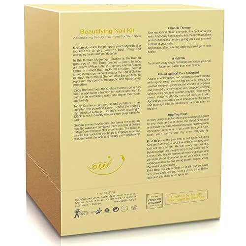 Gratiae Organic Beauty Nail Buffer Kit for Salon-Quality Manicure | 3-Step Buffer, Cuticle Oil & Hand Lotion (1.35 lbs, 13.5 cm x 5.08 cm x 18.54 cm) thumbnail 2