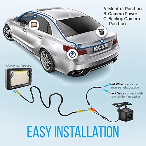 Pyle Universal Mount Front Rear Camera - Marine Grade Waterproof w/ Night Vision & Distance Lines 170° FOV thumbnail 5