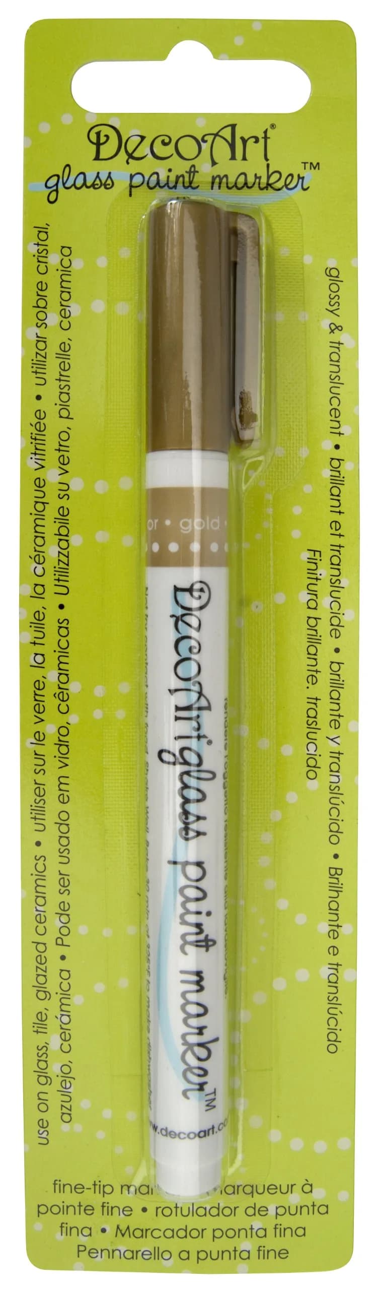DecoArt Glass Paint Marker, Gold | Non-toxic, Oven-Bake, Glossy Finish for Glass & Ceramics