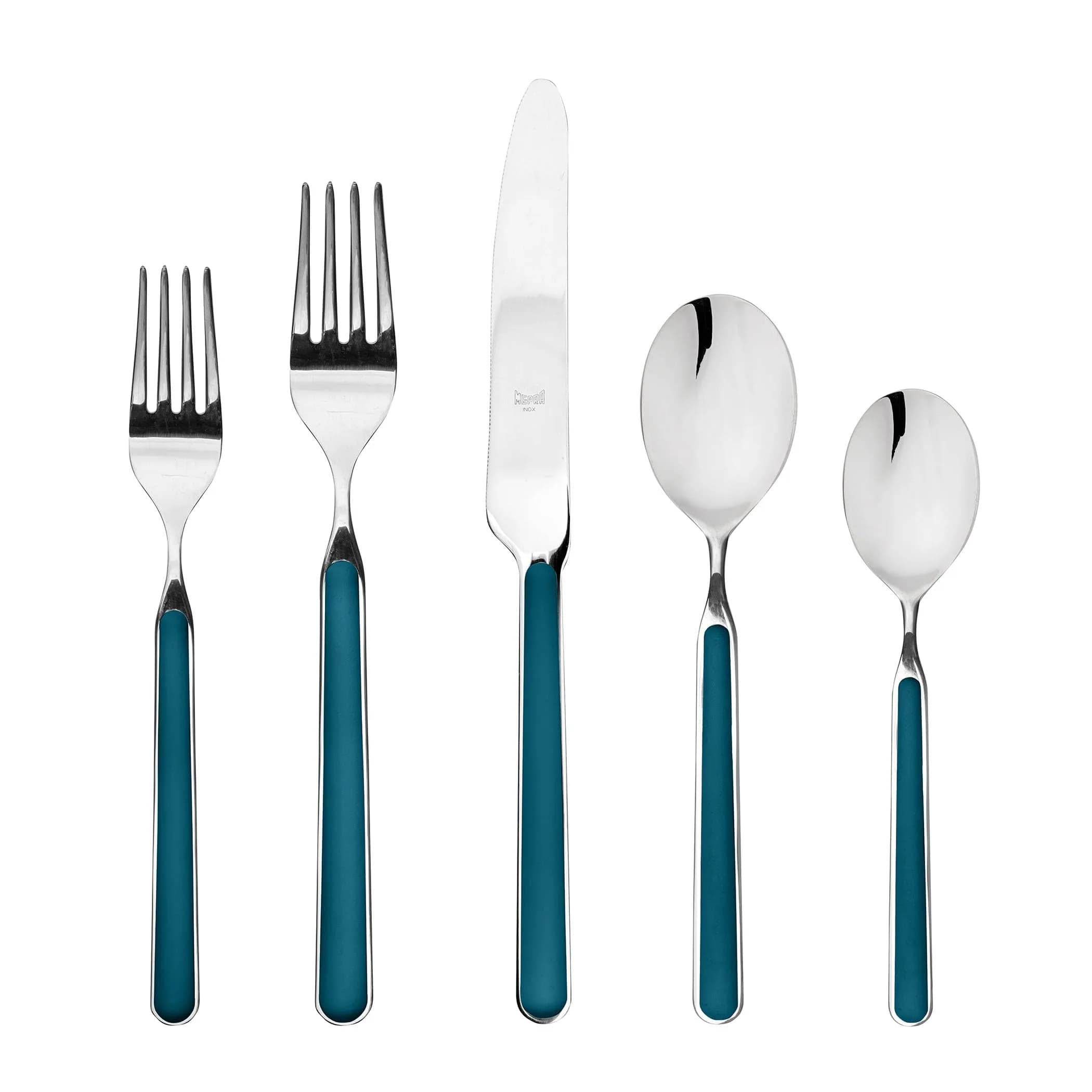 MEPRA Fantasia 5 Piece Flatware Set Blue | Dishwasher Safe Premium Stainless Steel — Blue