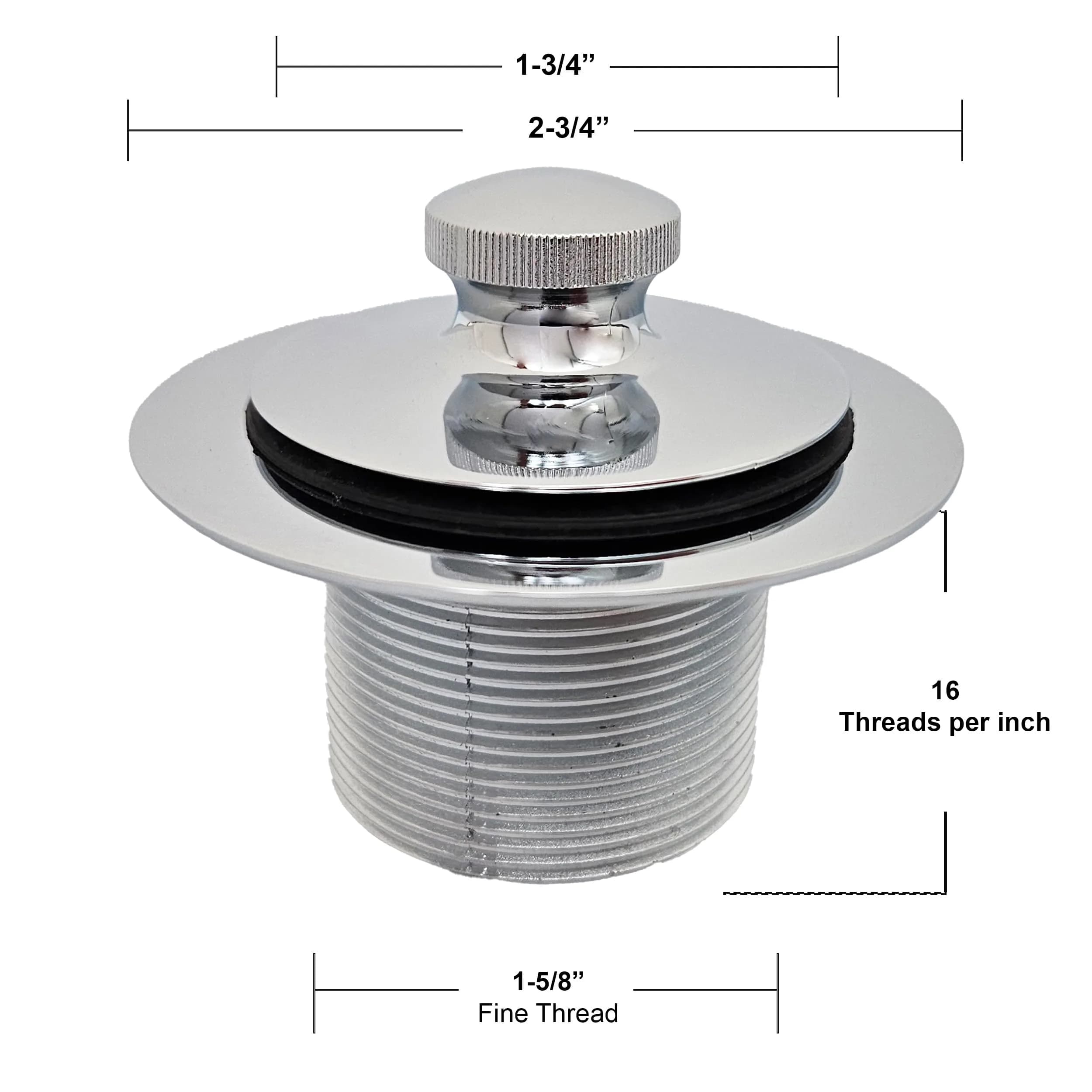 Westbrass Twist & Close Bath Drain Plug 1-1/4" NPSM Fine Thread | Polished Chrome, 18.29 mm (0.72 in) - view 7
