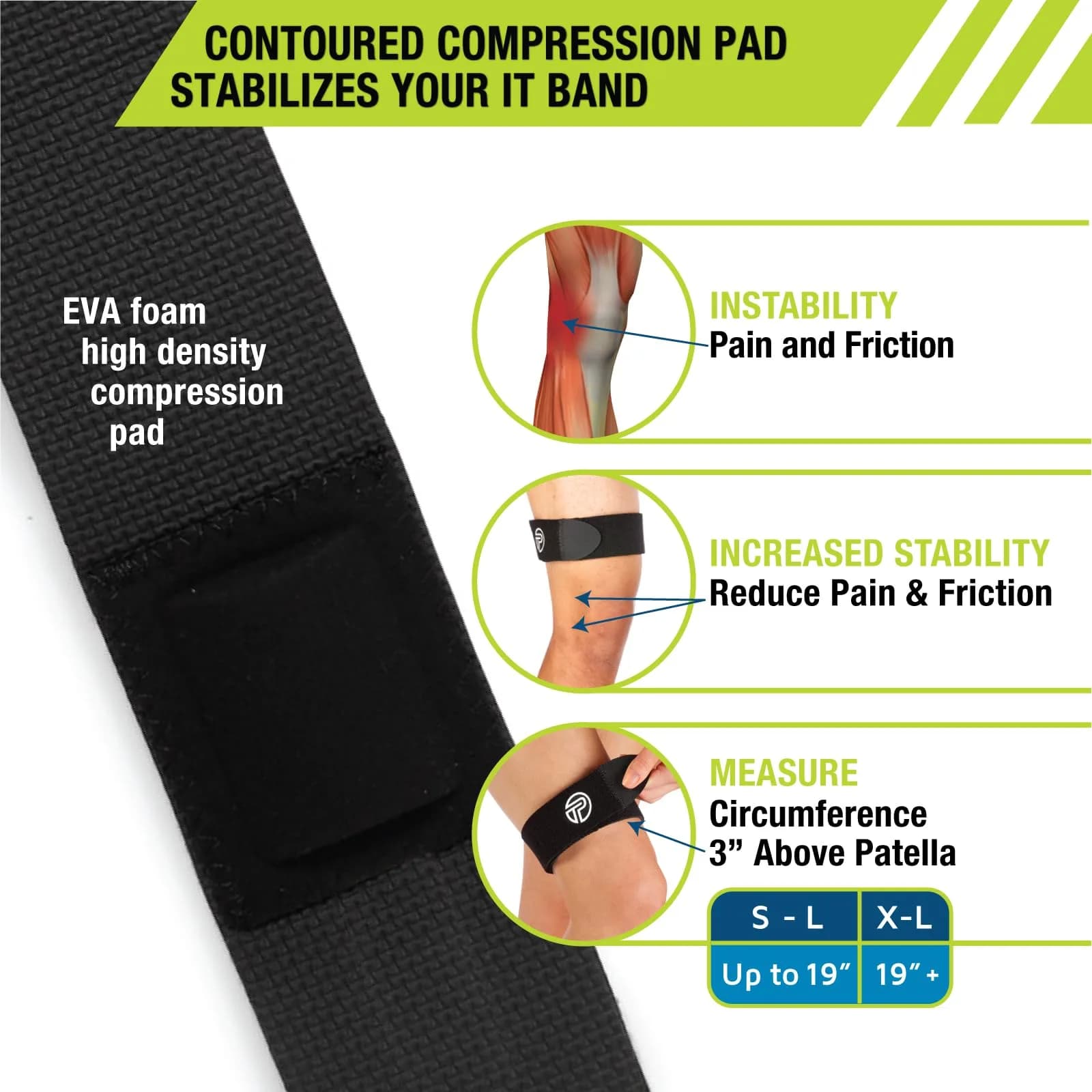 Pro-Tec Athletics IT Band Compression Wrap Knee Brace 15cm (5.9in) | Targeted Compression for ITBS Relief - view 4