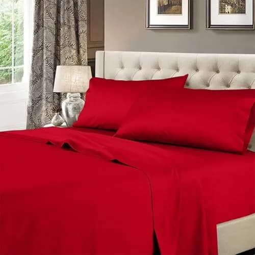 Royal Hotel Bedding King Sheets Set, 600 Thread Count Cotton Sateen, Red | Soft, Breathable & Durable thumbnail 1
