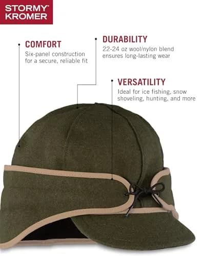 Stormy Kromer The Rancher Cap, Olive, Size 7 3/4 | Wool Insulated Winter Hat for Men thumbnail 4