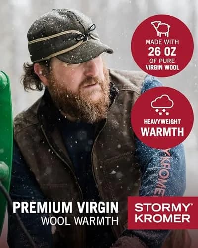 Stormy Kromer The Mackinaw Cap, Olive, 8 | Wool Winter Headgear for Men & Women thumbnail 2