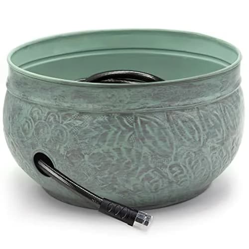 Good Directions 457 Key West Garden Hose Holder Pot, Large Capacity, Blue Verde Finish | Stylish outdoor hose storage thumbnail 1
