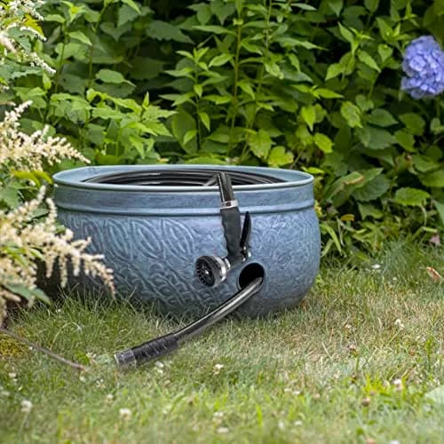 Good Directions 457 Key West Garden Hose Holder Pot, Large Capacity, Blue Verde Finish | Stylish outdoor hose storage thumbnail 3