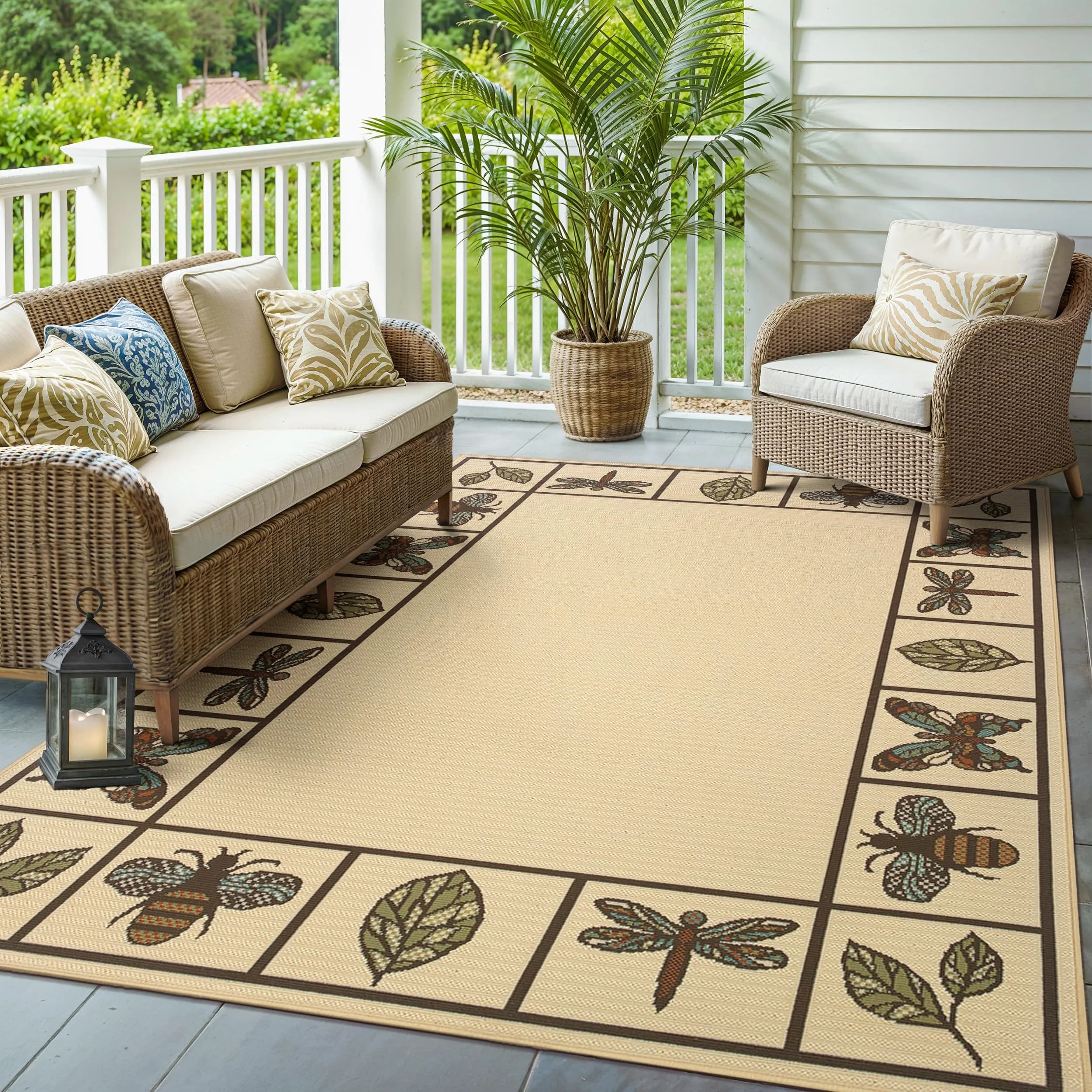 Oriental Weavers Montego Indoor/Outdoor Rug 2'5" x 4'5" Ivory/Brown | Water & Fade Resistant — 2'5" x 4'5" (Rectangular)