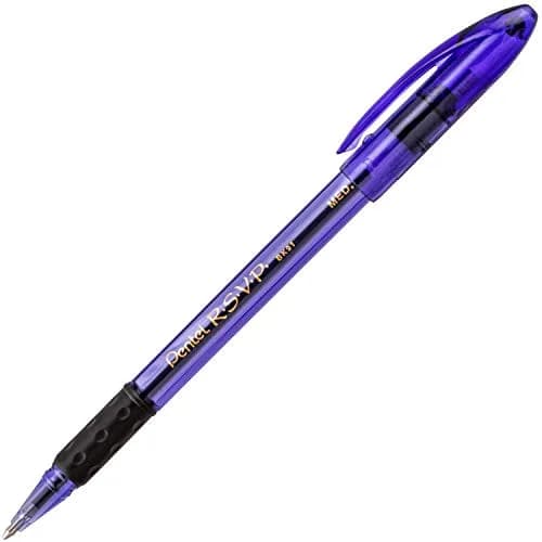 Pentel RSVP Razzle-Dazzle Ballpoint Pen 1.0mm Medium Line | Violet Barrel, Black Ink, Box of 12 thumbnail 2