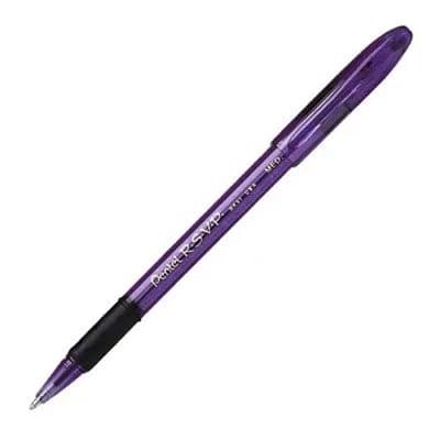Pentel RSVP Razzle-Dazzle Ballpoint Pen 1.0mm Medium Line | Violet Barrel, Black Ink, Box of 12 thumbnail 4