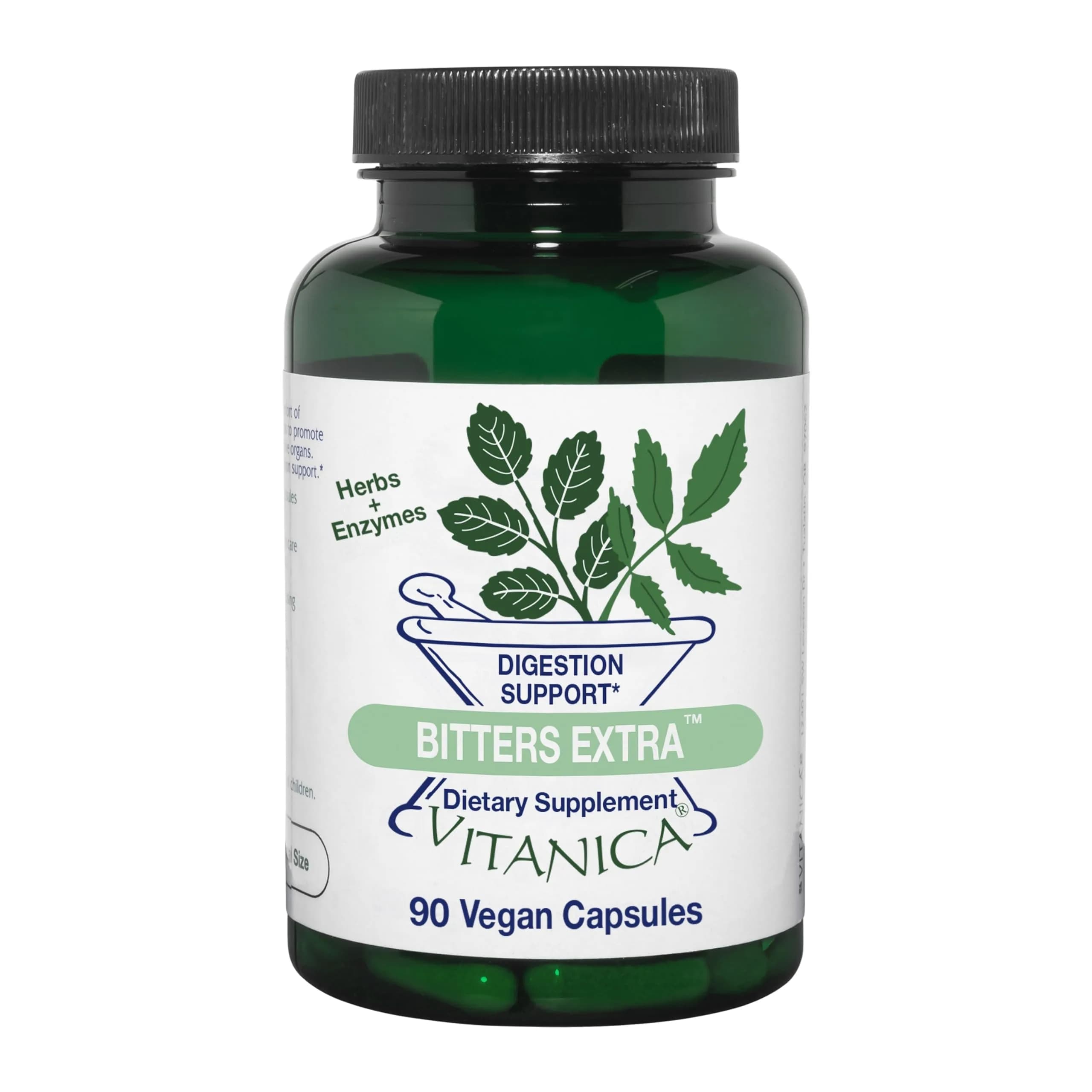 Vitanica Bitters Extra, with Plant-Based Enzymes, Vegan, 90 Capsules | Digestion & Liver Support