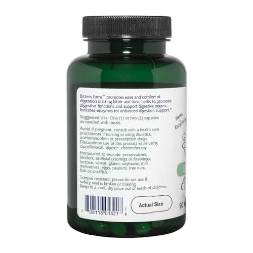 Vitanica Bitters Extra, with Plant-Based Enzymes, Vegan, 90 Capsules | Digestion & Liver Support thumbnail 4