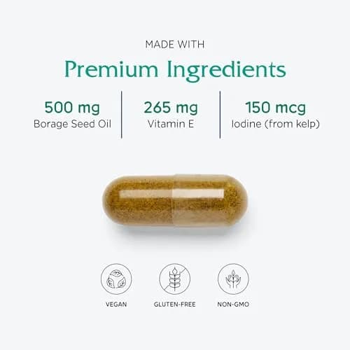 Vitanica Breast Cycle Blend, Iodine & Borage Oil, Vegan, 60 Capsules | Supports Cyclic Breast Changes thumbnail 4