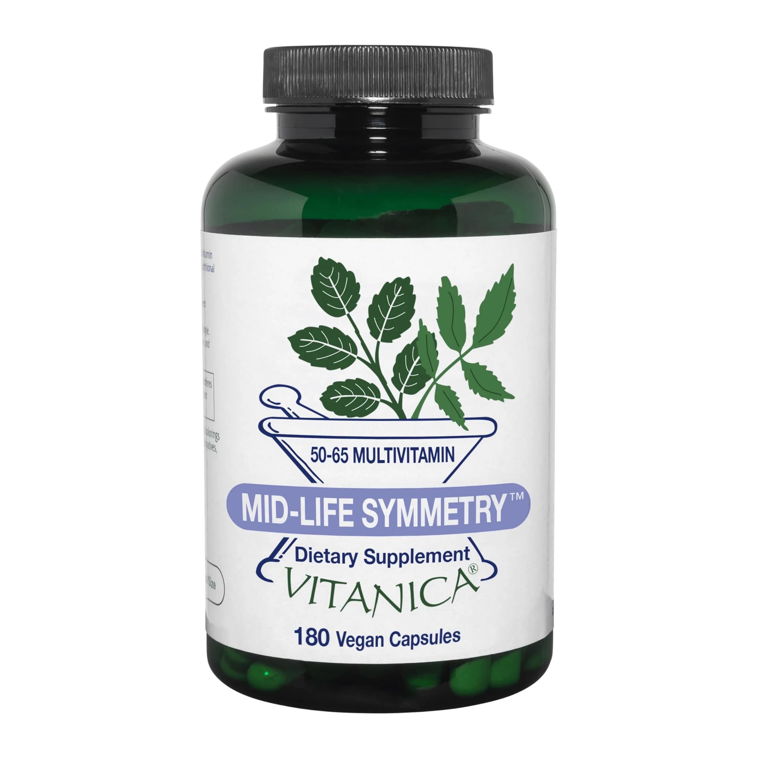 Vitanica Mid-Life Symmetry, 50–65 Years Multivitamin, Vegan, 180 Capsules | Supports Bone, Brain & Immune Health