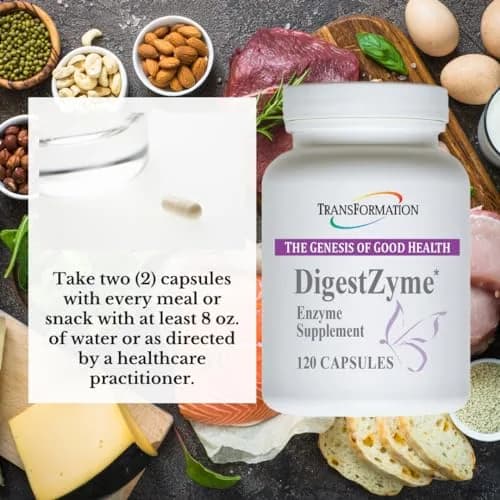 TRANSFORMATION THE GENESIS OF GOOD HEALTH Enzymes Natural DigestZyme Supplement for Overall Health & Digestion, 120 Capsules thumbnail 2