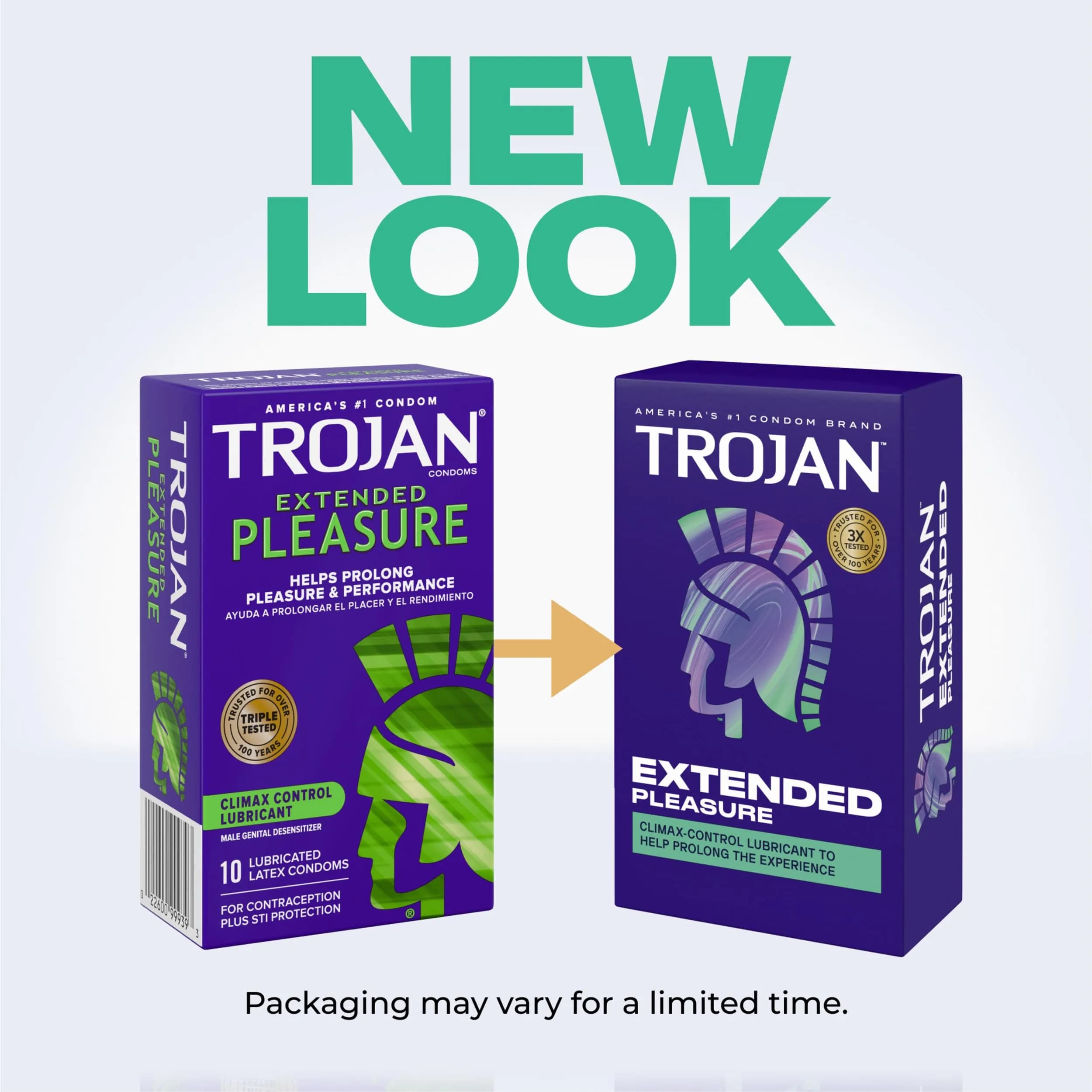 Trojan Extended Pleasure Lubricated Latex Condoms for Men, 12 Count | Climax Control with Benzocaine - view 2