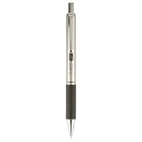 Zebra Pen STEEL F-402 Retractable Ballpoint Pen 0.7mm | Durable Stainless Steel, Precise Fine Point, Refillable, 2-Pack thumbnail 2