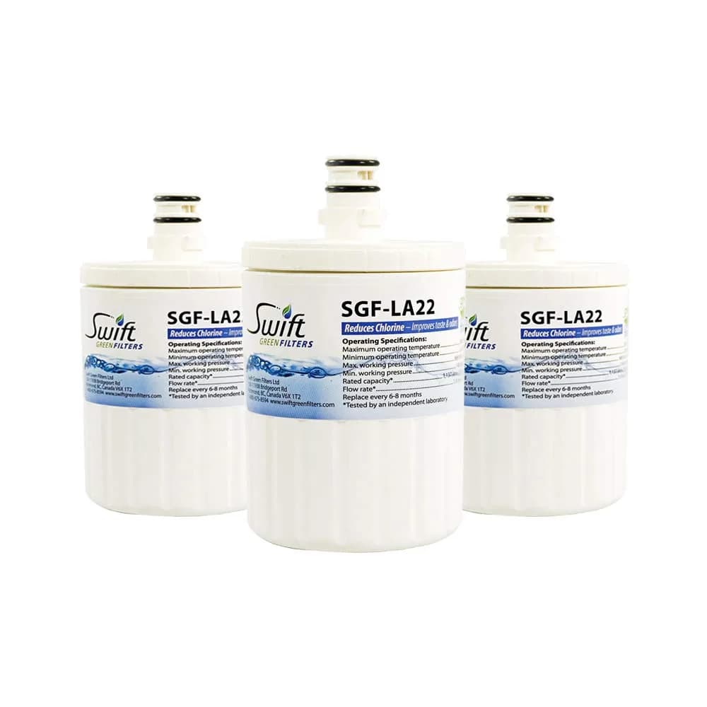 Swift Green Filters SGF-LA22 Compatible Refrigerator Water Filter 3-Pack | NSF Certified, Reduces Chlorine & Sediment, Made in USA - main product image