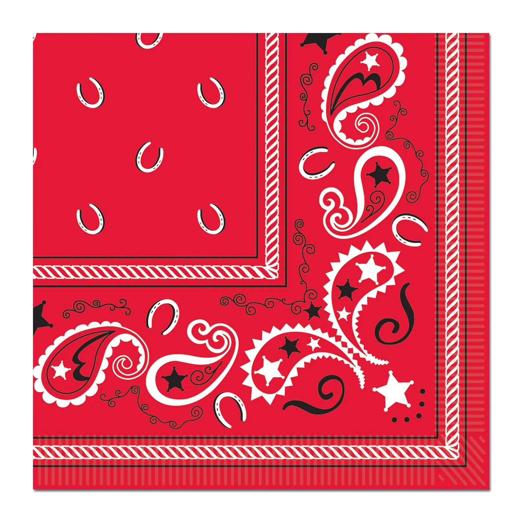 Beistle Red Bandana Beverage Napkins 16-Count (2-Ply) | Western Party Supplies for Events - main product image