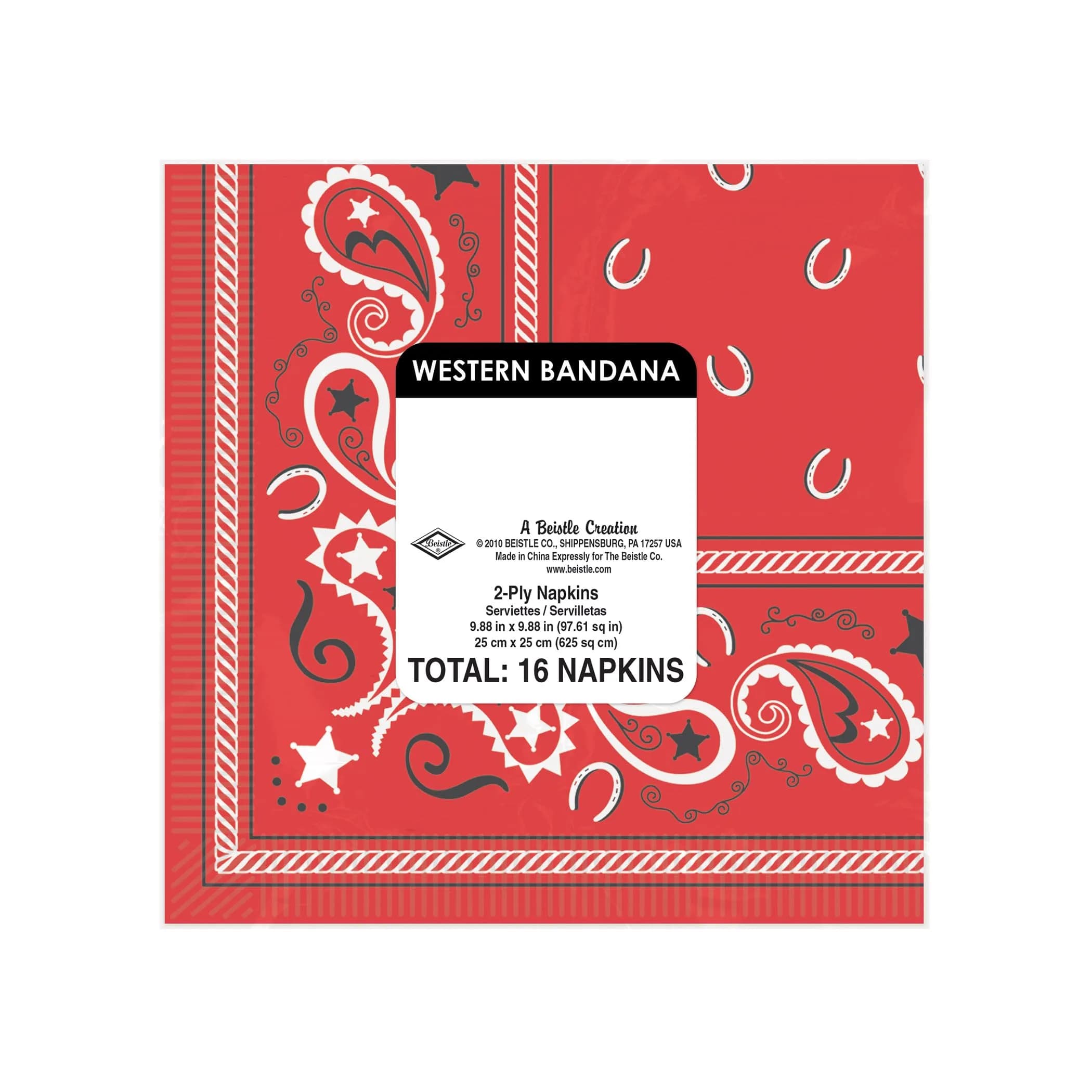 Beistle Red Bandana Beverage Napkins 16-Count (2-Ply) | Western Party Supplies for Events - view 5