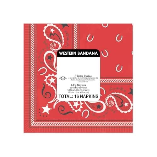 Beistle Red Bandana Beverage Napkins 16-Count (2-Ply) | Western Party Supplies for Events thumbnail 5