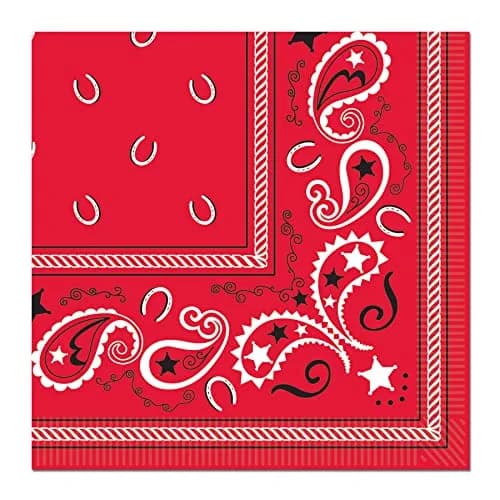 Beistle Red Bandana Beverage Napkins 16-Count (2-Ply) | Western Party Supplies for Events thumbnail 1