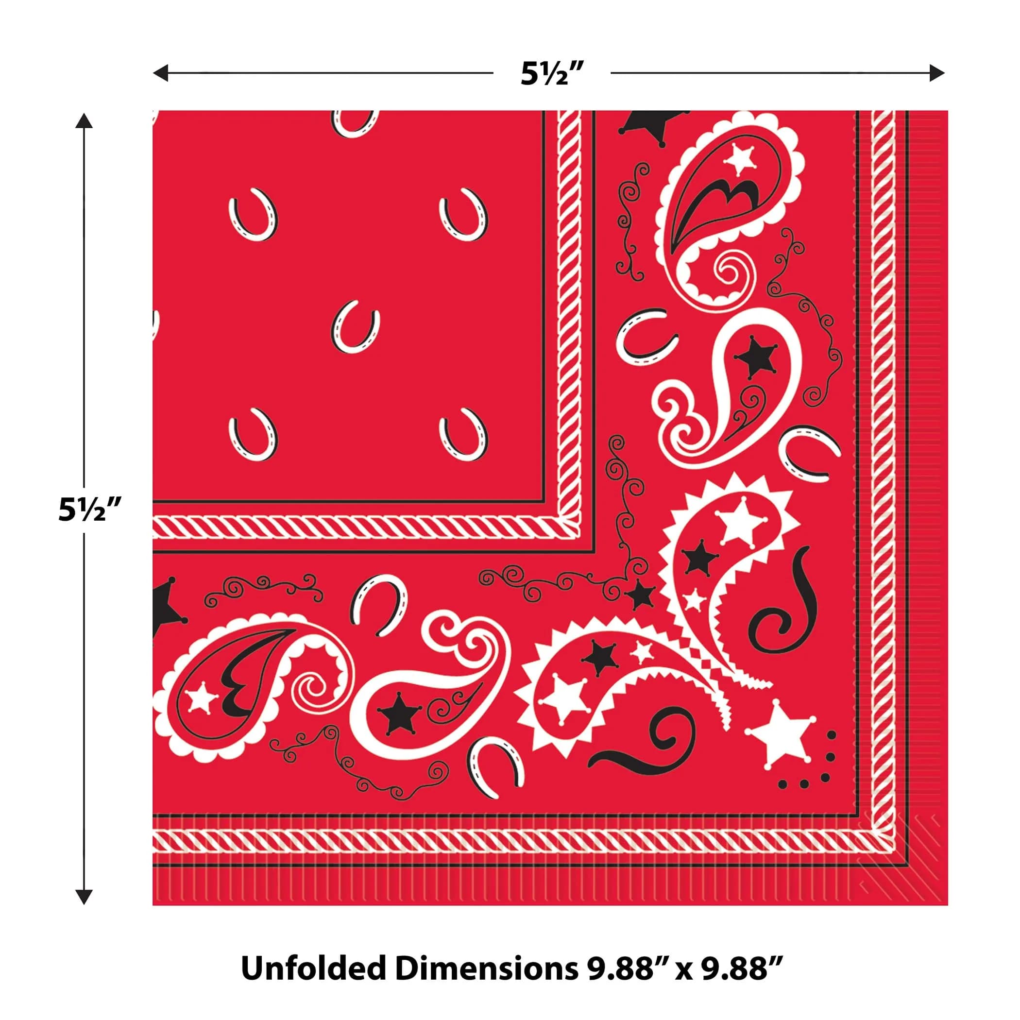 Beistle Red Bandana Beverage Napkins 16-Count (2-Ply) | Western Party Supplies for Events - view 2