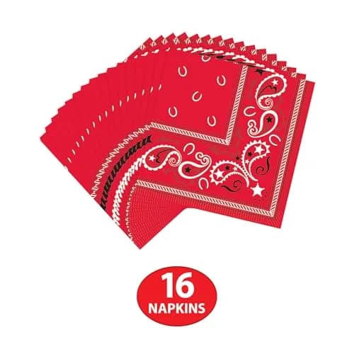 Beistle Red Bandana Beverage Napkins 16-Count (2-Ply) | Western Party Supplies for Events thumbnail 3