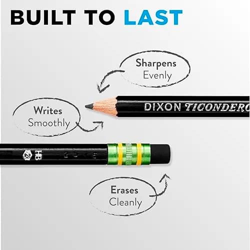 Ticonderoga Wood-Cased Pencils, HB Soft, Black, 24 Count | Trusted by Teachers for Smooth Writing thumbnail 3