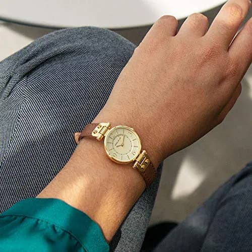Anne Klein Women's 26mm Quartz Watch with Champagne Dial and Brown Leather Strap | Classic Dress Watch thumbnail 4