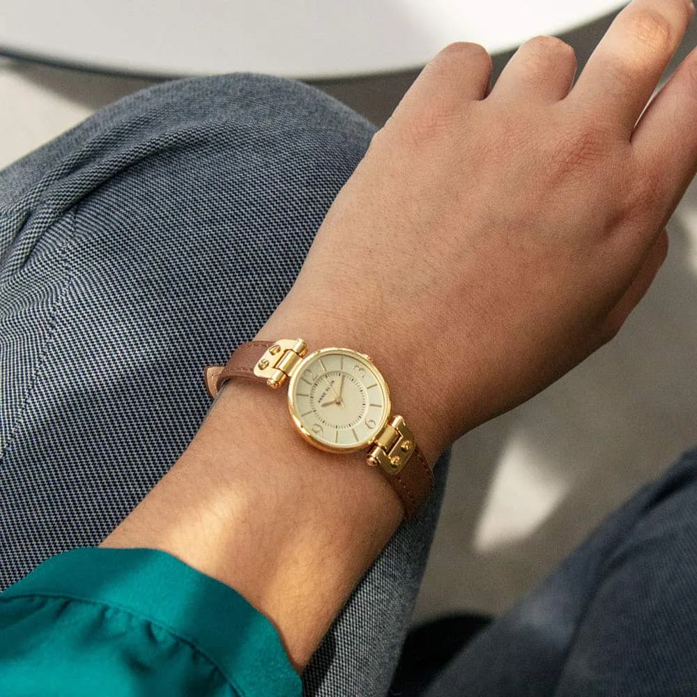 Anne Klein Women's 26mm Quartz Watch with Champagne Dial and Brown Leather Strap | Classic Dress Watch - view 4